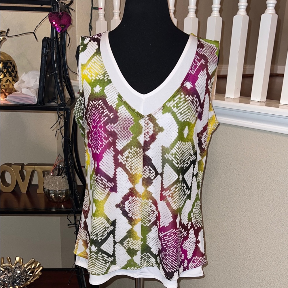 Worthington Multicolor Geometric Tank Top